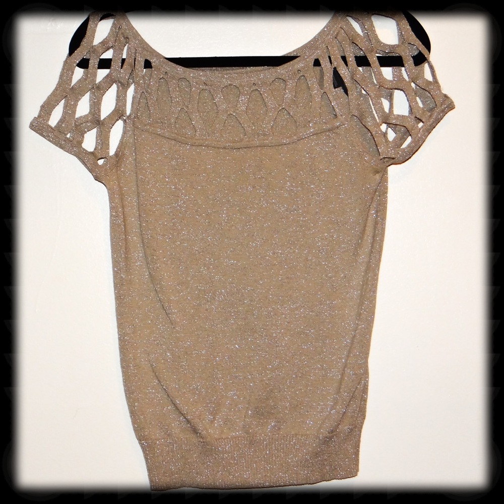 Armani Exchange keyhole metallic glitter top